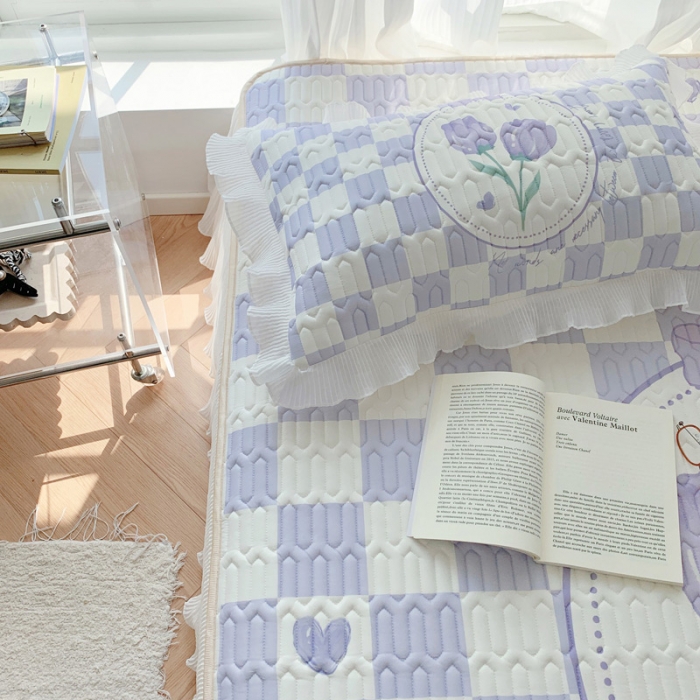 91家纺网 家纺一手货源 找家纺 慕澄 2023新款大版雪纺床裙款乳胶凉席系列 床裙款-郁金香