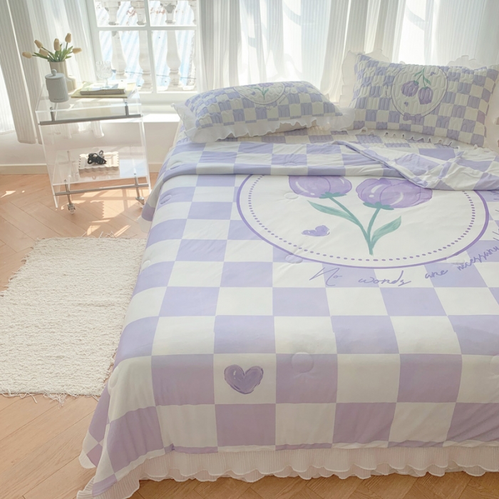 91家纺网 家纺一手货源 找家纺 慕澄 2023新款大版雪纺床裙款乳胶凉席系列 床裙款-郁金香