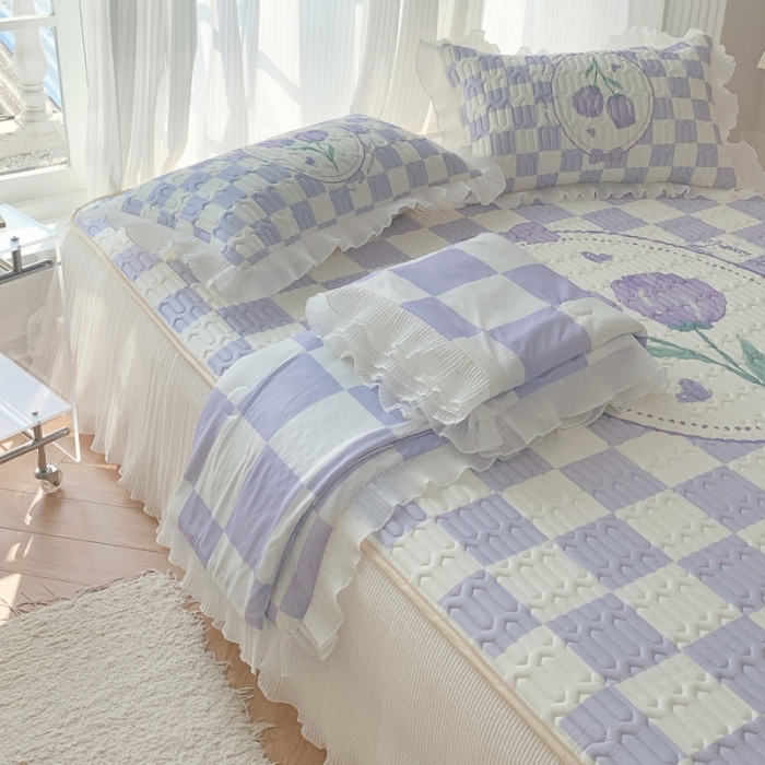 91家纺网 家纺一手货源 找家纺 慕澄 2023新款大版雪纺床裙款乳胶凉席系列 床裙款-郁金香