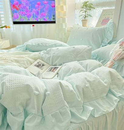 91家纺网 家纺一手货源 找家纺 静家居 2024 华夫格流苏球系列四件套