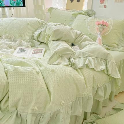 91家纺网 家纺一手货源 找家纺 静家居 2024 华夫格流苏球系列四件套