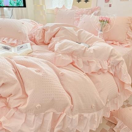 91家纺网 家纺一手货源 找家纺 静家居 2024 华夫格流苏球系列四件套