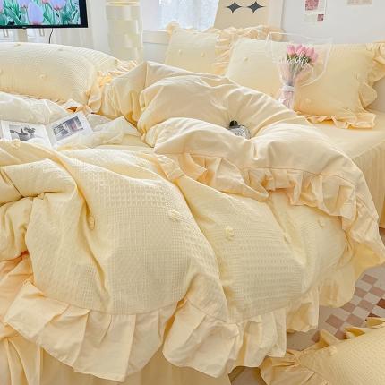 91家纺网 家纺一手货源 找家纺 静家居 2024 华夫格流苏球系列四件套