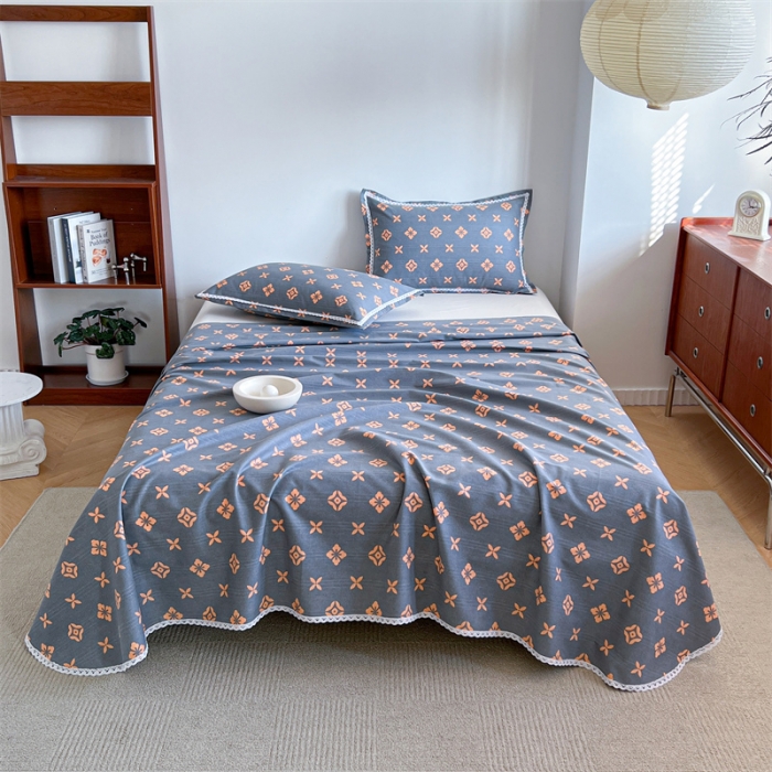 91家纺网 家纺一手货源 找家纺 萌宝 新款纯棉细纱三枚缎卡帆布花边款软凉席床单路易世家