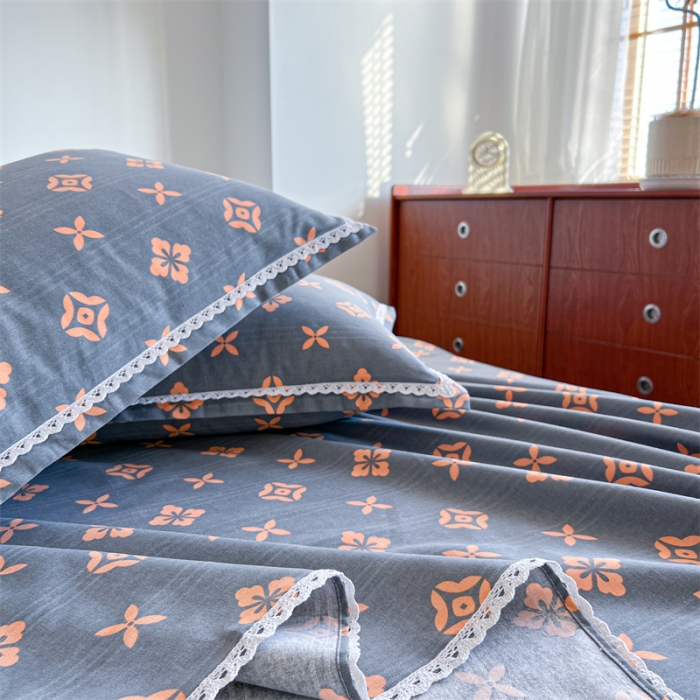 91家纺网 家纺一手货源 找家纺 萌宝 新款纯棉细纱三枚缎卡帆布花边款软凉席床单路易世家