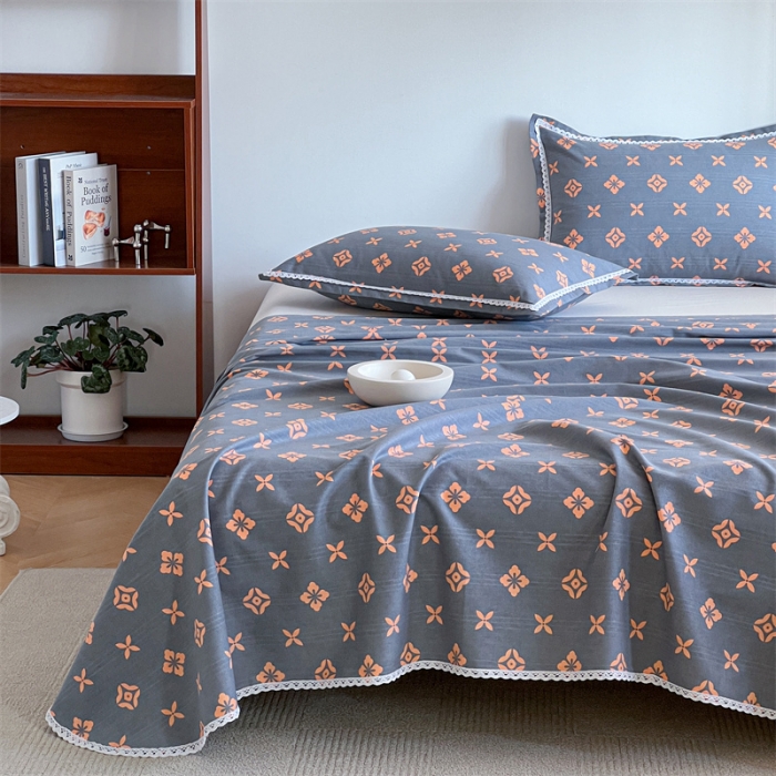 91家纺网 家纺一手货源 找家纺 萌宝 新款纯棉细纱三枚缎卡帆布花边款软凉席床单路易世家