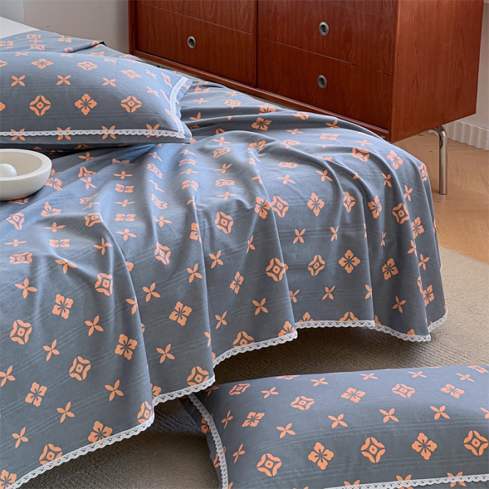 91家纺网 家纺一手货源 找家纺 萌宝 新款纯棉细纱三枚缎卡帆布花边款软凉席床单路易世家