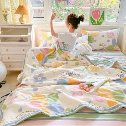 91家纺网 家纺一手货源 找家纺 格子铺 2023新款全棉印花系列棉花夏被 七色花