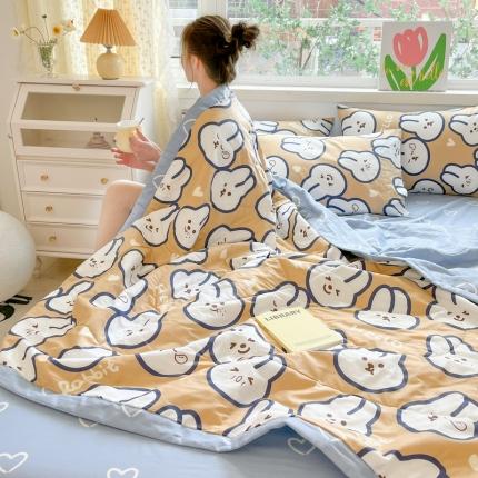 91家纺网 家纺一手货源 找家纺 格子铺 2023新款全棉印花系列棉花夏被 淘气兔