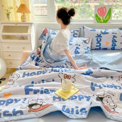 91家纺网 家纺一手货源 找家纺 格子铺 2023新款全棉印花系列棉花夏被 幸运熊