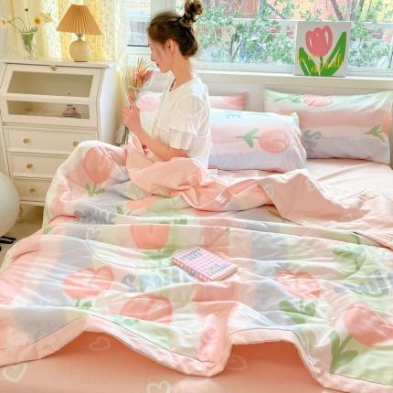 91家纺网 家纺一手货源 找家纺 格子铺 2023新款全棉印花系列棉花夏被 郁金花海