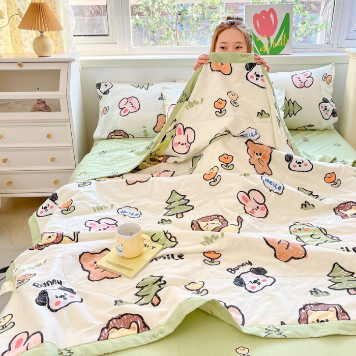 91家纺网 家纺一手货源 找家纺 格子铺 2023新款全棉印花系列棉花夏被 动物世界