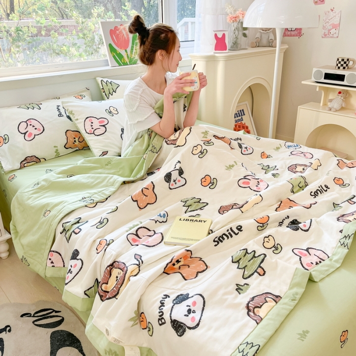 91家纺网 家纺一手货源 找家纺 格子铺 2023新款全棉印花系列棉花夏被 动物世界