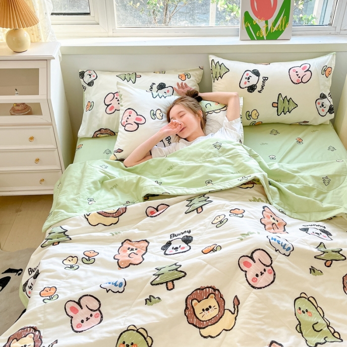 91家纺网 家纺一手货源 找家纺 格子铺 2023新款全棉印花系列棉花夏被 动物世界