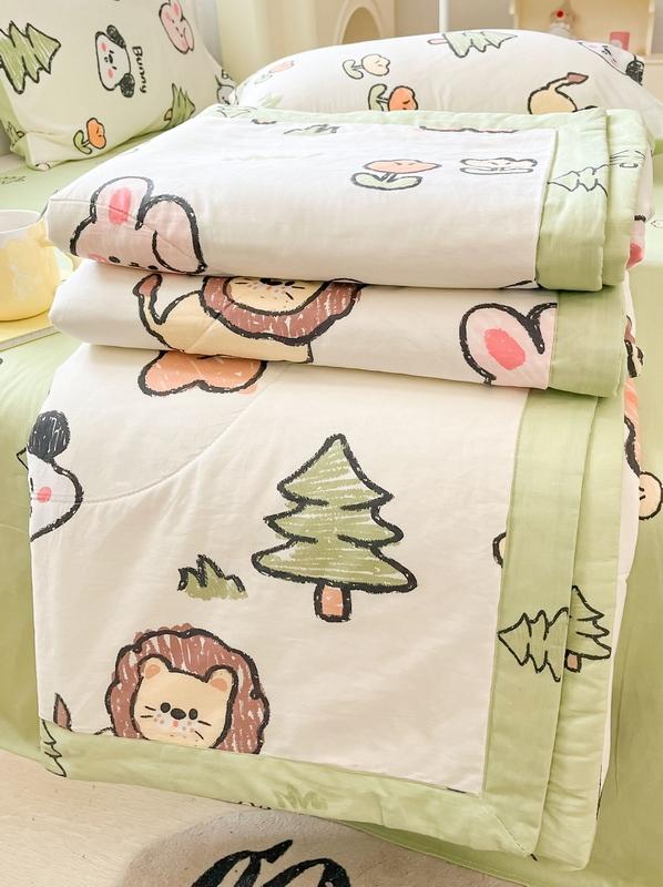 91家纺网 家纺一手货源 找家纺 格子铺 2023新款全棉印花系列棉花夏被 动物世界