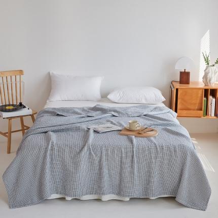 91家纺网 家纺一手货源 找家纺 乐家毛巾被 2023新款色织日式三层水洗小格毛巾被 浅灰