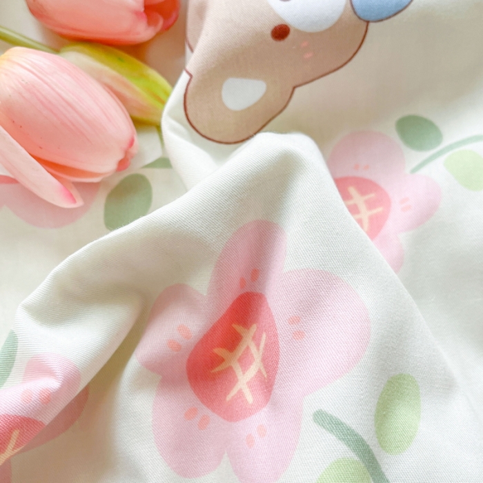 91家纺网 家纺一手货源 找家纺 格子铺 2023新款全棉印花系列棉花夏被 花瓣熊