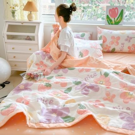 格子铺 2023新款全棉印花系列棉花夏被 花蜜草莓