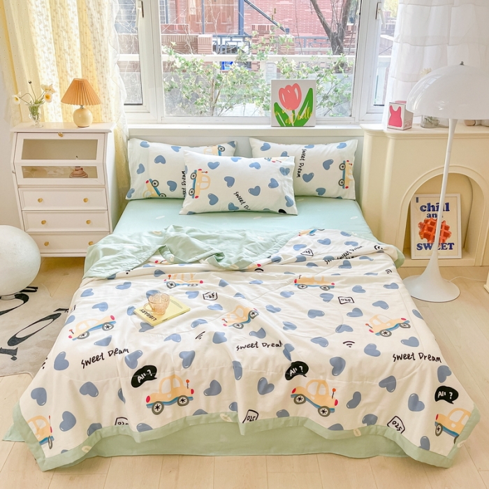 91家纺网 家纺一手货源 找家纺 格子铺 2023新款全棉印花系列棉花夏被 快乐出游