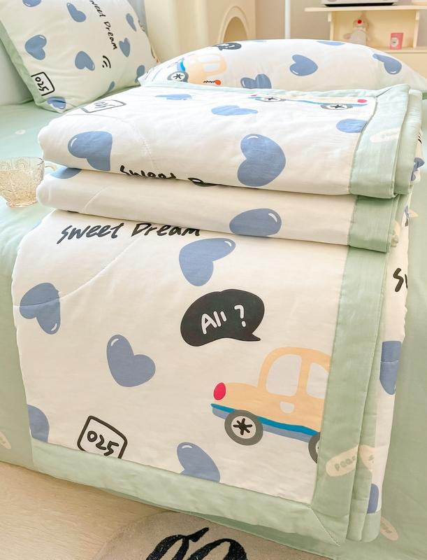 91家纺网 家纺一手货源 找家纺 格子铺 2023新款全棉印花系列棉花夏被 快乐出游