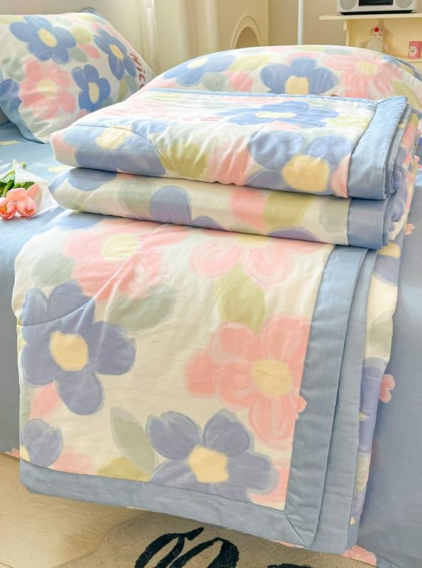 91家纺网 家纺一手货源 找家纺 格子铺 2023新款全棉印花系列棉花夏被 蓝海晨光