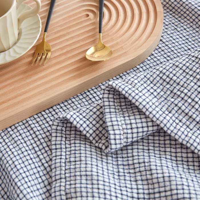 91家纺网 家纺一手货源 找家纺 乐家毛巾被 2023新款色织日式三层小格枕巾 浅灰