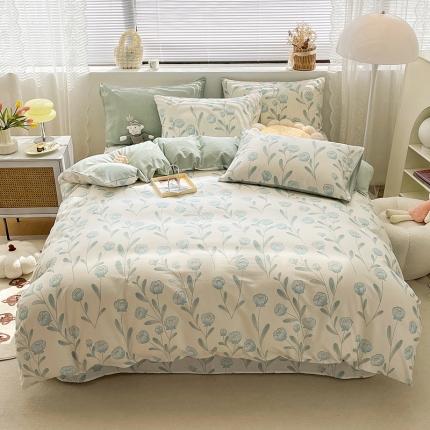 91家纺网 家纺一手货源 找家纺 （总）绵庭 2023新款12868全棉ins小清新印花四件套