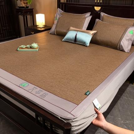 91家纺网 家纺一手货源 找家纺 （总）简一2024新款艾草凉席床笠款冰丝席冰藤席