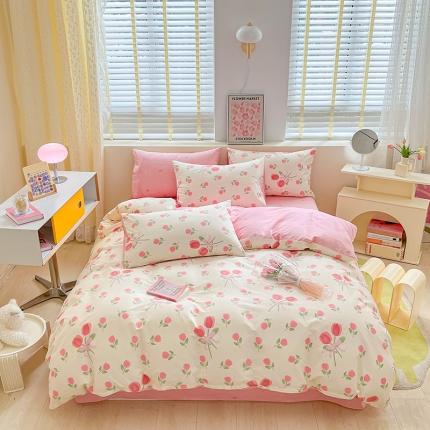 91家纺网 家纺一手货源 找家纺 总瑞莱2023春夏新款13372全棉印花四件套-小清新（第二批）