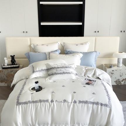 （总）初拾 2023新款60支兰精天丝四件套-花漾 花漾-玉珠白