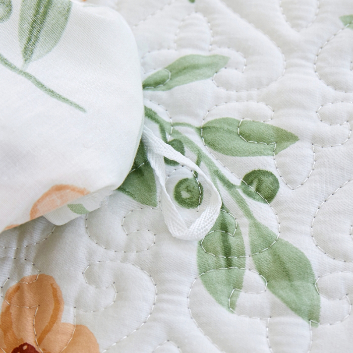 91家纺网 家纺一手货源 找家纺 添越 2024小清新韩版蕾丝花边纯棉夹棉床盖三件套全棉 青柠薄荷