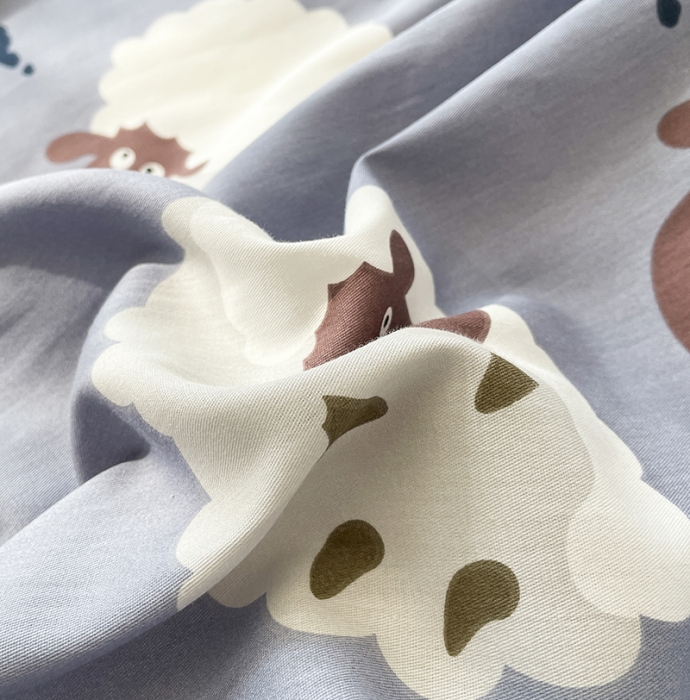 91家纺网 家纺一手货源 找家纺 绵庭 2023新款 全棉印花四件套 数绵羊