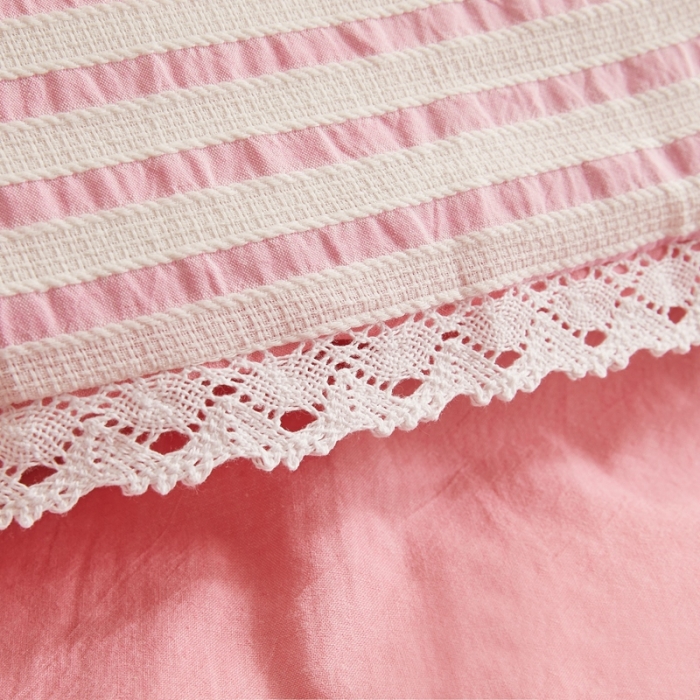 91家纺网 家纺一手货源 找家纺 安莱 2023新款 锦瑟色织提花四件套 锦瑟 桃红