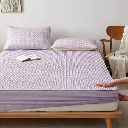 子鹏床垫 2023新款凉感丝0.5乳胶凉席床笠款三件套 高级紫