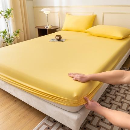 莱登卡奴 2023新款全棉单品-床笠-床单-枕套 纯色-奶黄