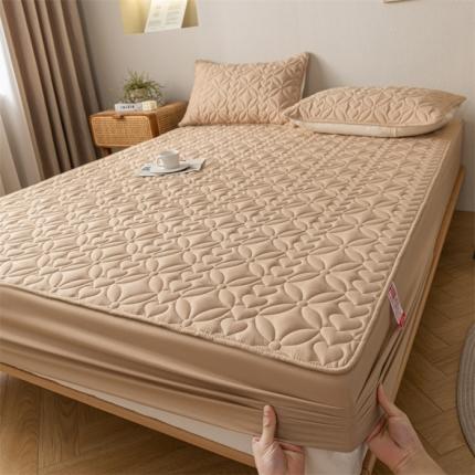 91家纺网 家纺一手货源 找家纺 鑫钰 2023新款A类母婴级大豆夹棉床笠 圆梦-卡其