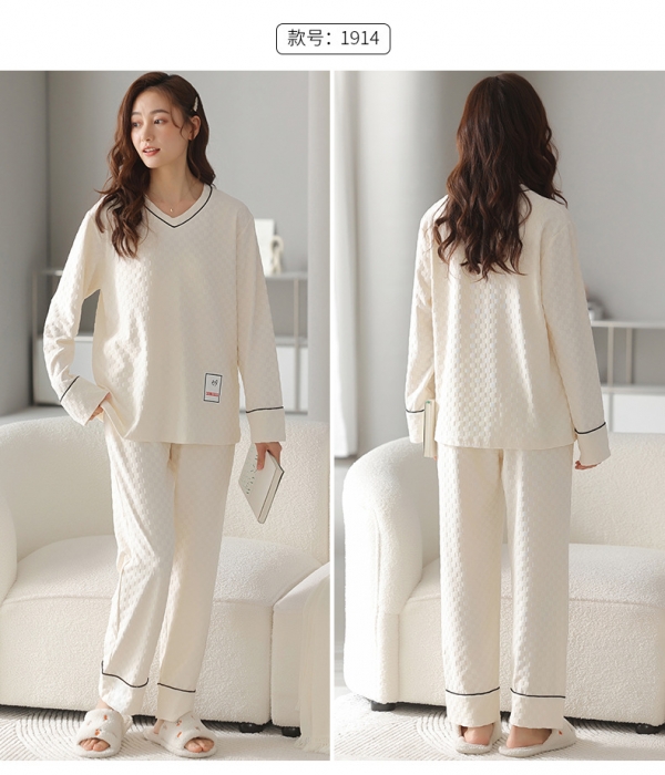 91家纺网 家纺一手货源 找家纺 (总)洛兰沙 2023年新款春秋季长袖棉质少女简约休闲可外穿家居服套装