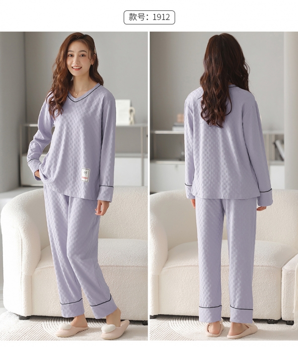 91家纺网 家纺一手货源 找家纺 (总)洛兰沙 2023年新款春秋季长袖棉质少女简约休闲可外穿家居服套装