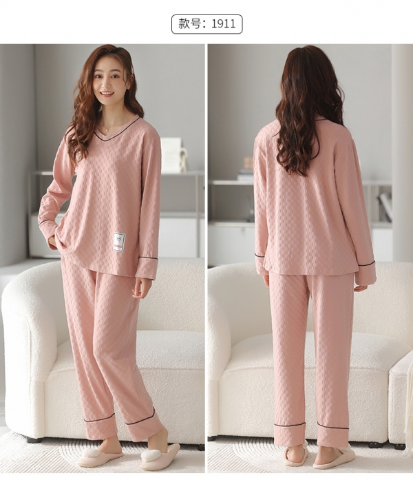 91家纺网 家纺一手货源 找家纺 (总)洛兰沙 2023年新款春秋季长袖棉质少女简约休闲可外穿家居服套装