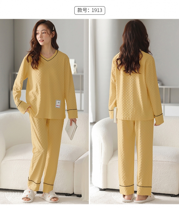 91家纺网 家纺一手货源 找家纺 (总)洛兰沙 2023年新款春秋季长袖棉质少女简约休闲可外穿家居服套装