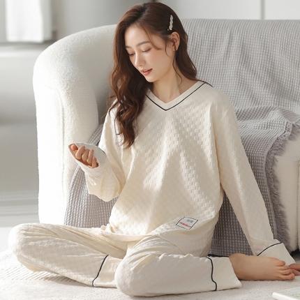 (总)洛兰沙 2023年新款春秋季长袖棉质少女简约休闲可外穿家居服套装