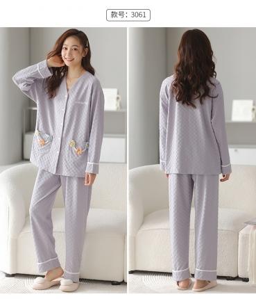 91家纺网 家纺一手货源 找家纺 (总)洛兰沙 2023年春秋季新款长袖棉质少女可爱休闲开衫家居服套装