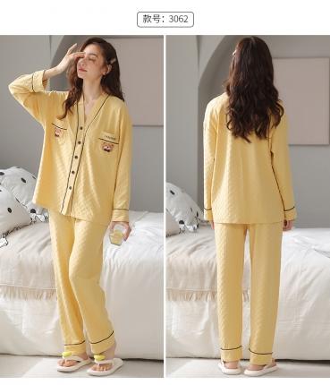 91家纺网 家纺一手货源 找家纺 (总)洛兰沙 2023年春秋季新款长袖棉质少女可爱休闲开衫家居服套装