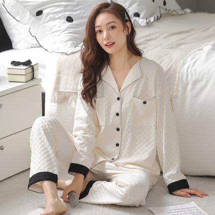 91家纺网 家纺一手货源 找家纺 (总)洛兰沙 2023年春秋季新款长袖棉质少女可爱休闲开衫家居服套装