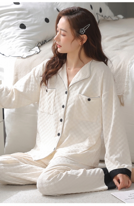 91家纺网 家纺一手货源 找家纺 (总)洛兰沙 2023年春秋季新款长袖棉质少女可爱休闲开衫家居服套装