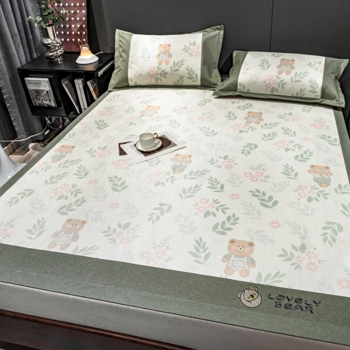 91家纺网 家纺一手货源 找家纺 （总）全季家居 2023新款A类数码印花冰藤席三件套床席款