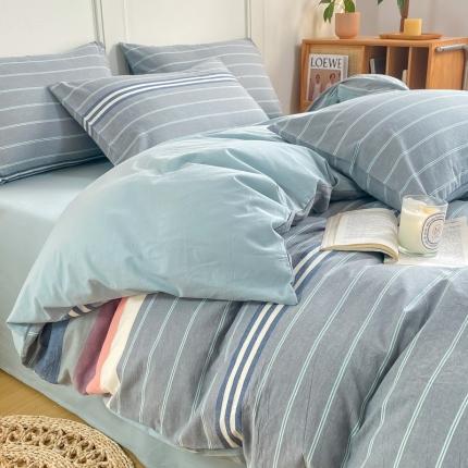 91家纺网 家纺一手货源 找家纺 米可 2025新款全棉色织水洗棉四件套 熙柔-绿