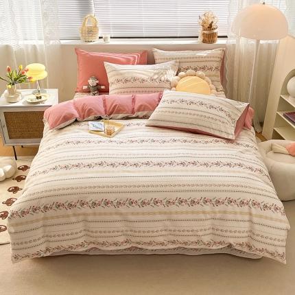 91家纺网 家纺一手货源 找家纺 绵庭 2023新款12868全棉ins小清新印花四件套 艾瑞拉