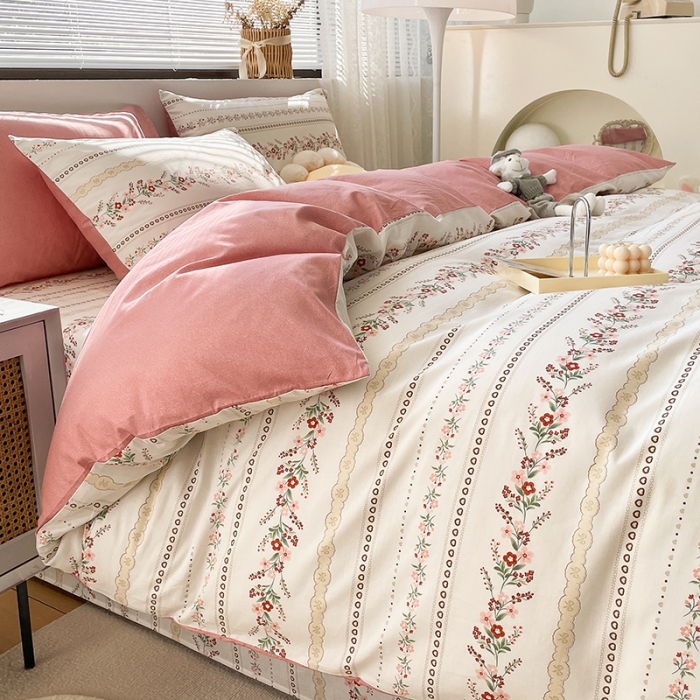 91家纺网 家纺一手货源 找家纺 绵庭 2023新款12868全棉ins小清新印花四件套 艾瑞拉