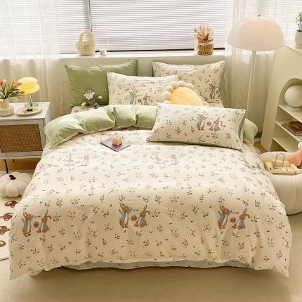 91家纺网 家纺一手货源 找家纺 绵庭 2023新款12868全棉ins小清新印花四件套 春晓